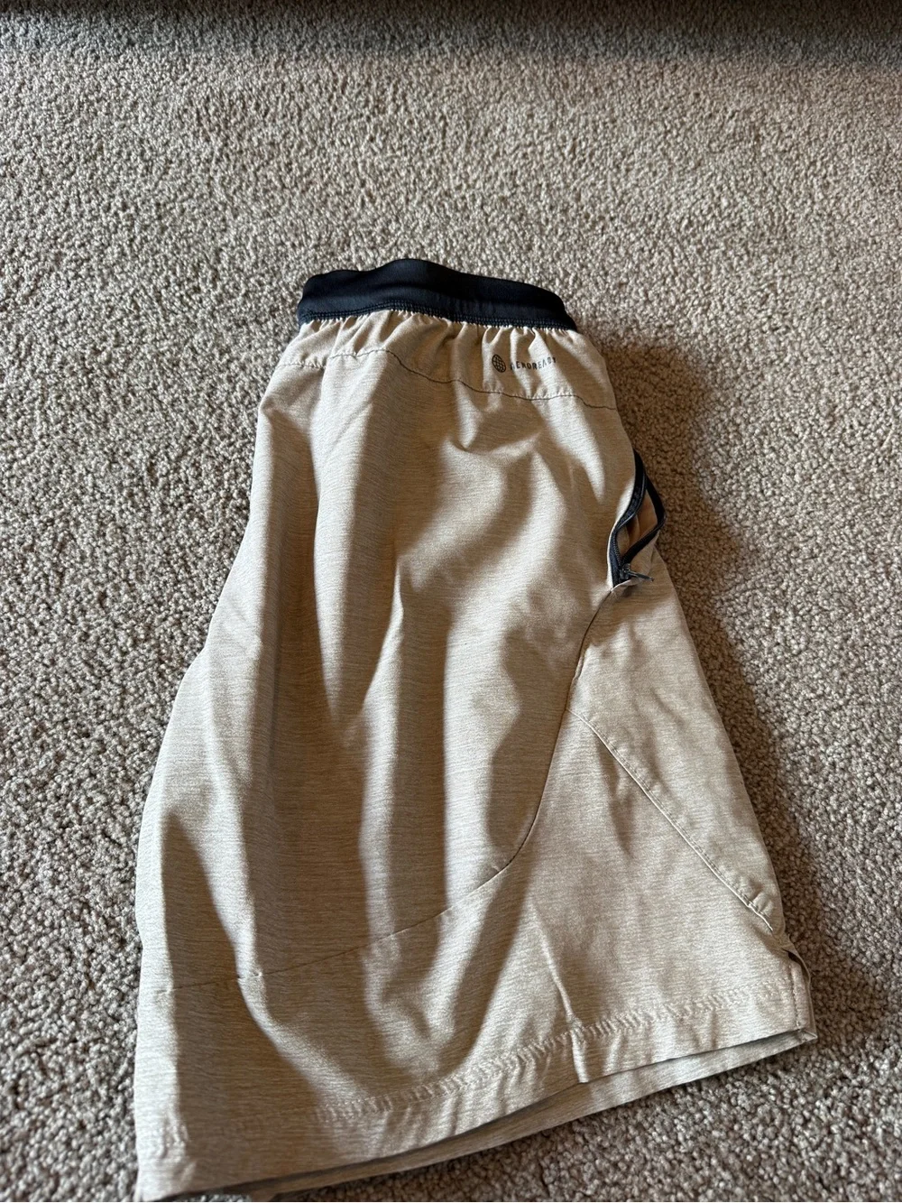 adidas Men's Light Beige Athletic Shorts with Black Waistband